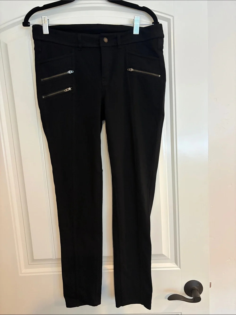 Athleta Black Skinny Pants with Front Zipper Details